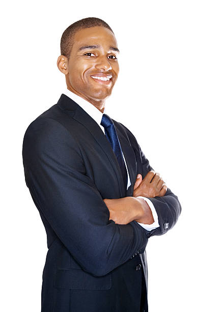 istock Side view of a smiling business man isolated on white 182757703