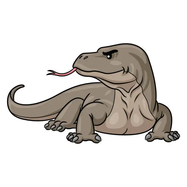 Vector illustration of Cartoon komodo dragon looking away