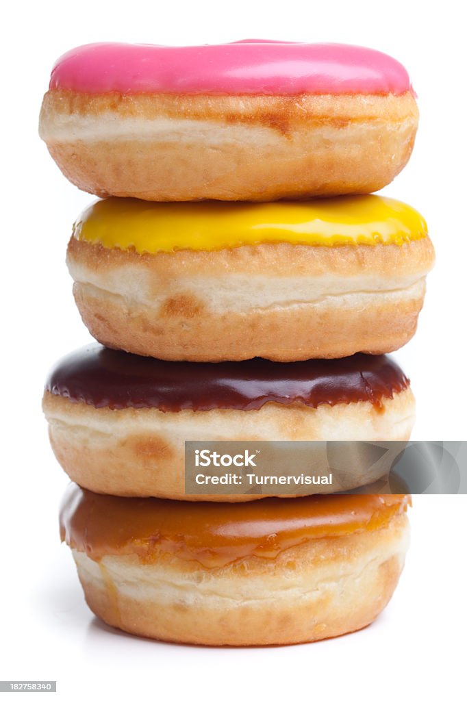 Stapel von vier Donuts - Lizenzfrei Krapfen und Doughnuts Stock-Foto