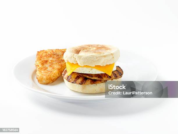 Sausage Amp Egg English Muffin Breakfast Sandwich Stock Photo - Download Image Now