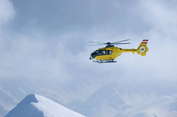 rescue helicopter in the alps