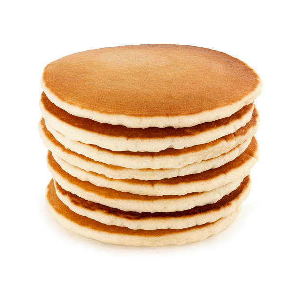 One plain pancakes on a white background. Top view.