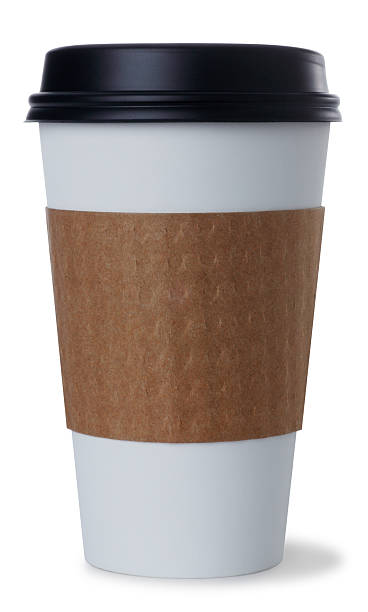 Disposable Coffee Cup on White Coffee Cup isolated on a white background with a drop shadow. Clipping path included.Click on the links below to view lightboxes. paper coffee cup stock pictures, royalty-free photos & images