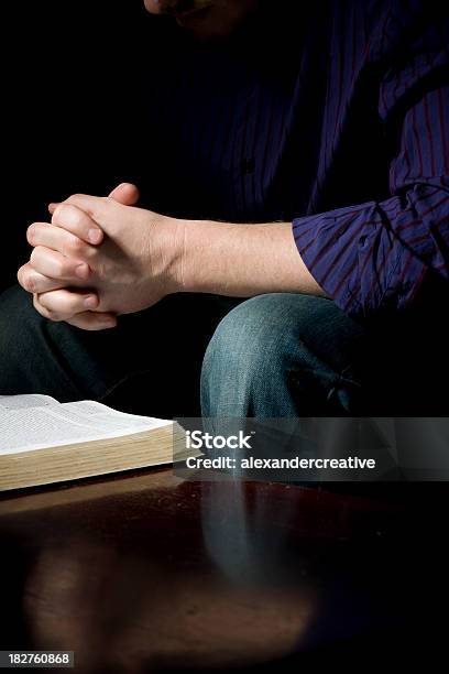 Bible Study Stock Photo - Download Image Now - Adult, Bible, Black Background