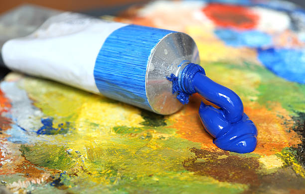 istock Cobalt blue oil paint on a palette 182760898