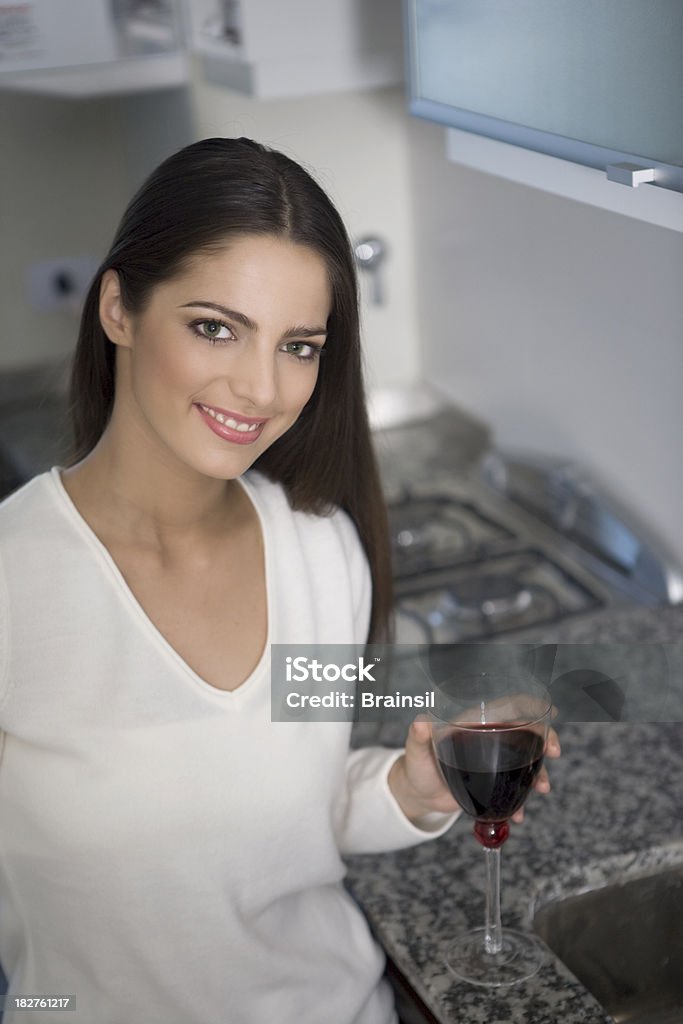 Young Woman with a Glass of Wine 20-29 Years Stock Photo