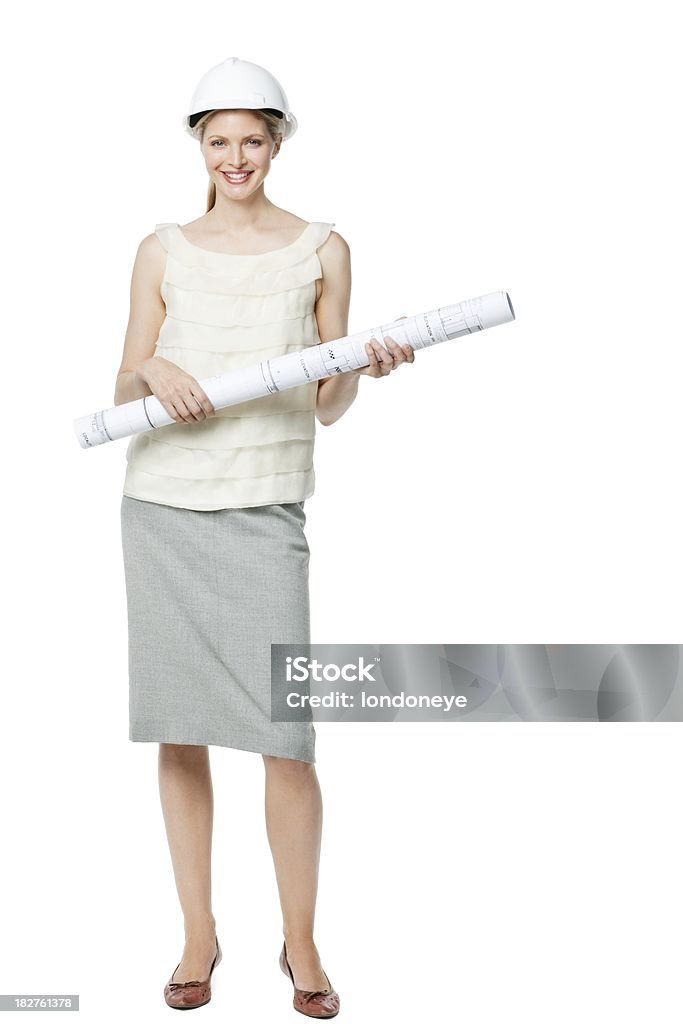 Junge Geschäftsfrau Holding-Werkzeuge Isoliert - Lizenzfrei Attraktive Frau Stock-Foto