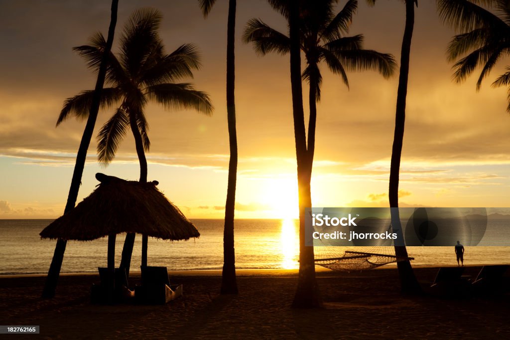 Vacanza spiaggia tropicale Silhouette - Foto stock royalty-free di Nadi