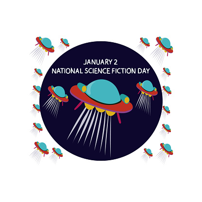 National science fiction day is 2 january vector