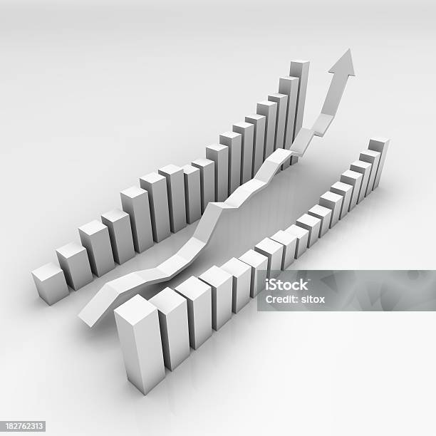 Diversi Bar E Linea Uptrend Grafico - Fotografie stock e altre immagini di Bianco e nero - Bianco e nero, Diagramma, Tabella