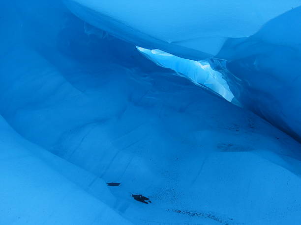 Blue Glacial Ice Cave stock photo