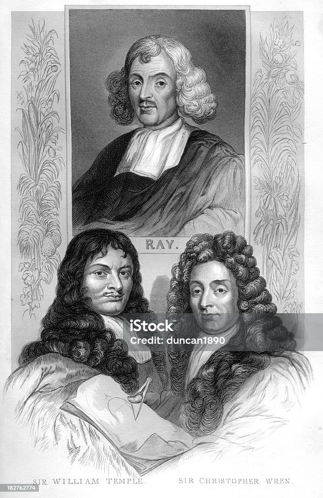 John Ray, Sir William templo e Christopher Wren - Ilustração de Adulto royalty-free