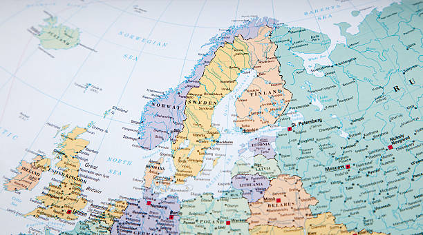 northern europe map of northern europe map of helsinki finland stock pictures, royalty-free photos & images