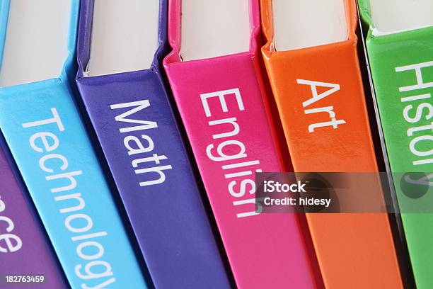 Los Libros De Texto Foto de stock y más banco de imágenes de Libro de Texto - Libro de Texto, Asignatura, Color vibrante