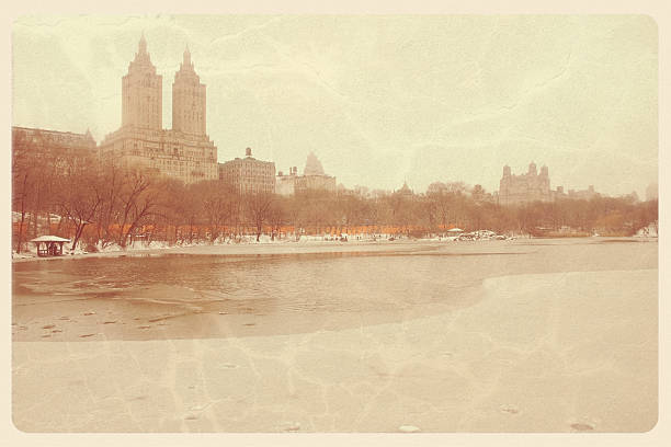istock Central Park Winter Pond - Vintage Postcard 182763518