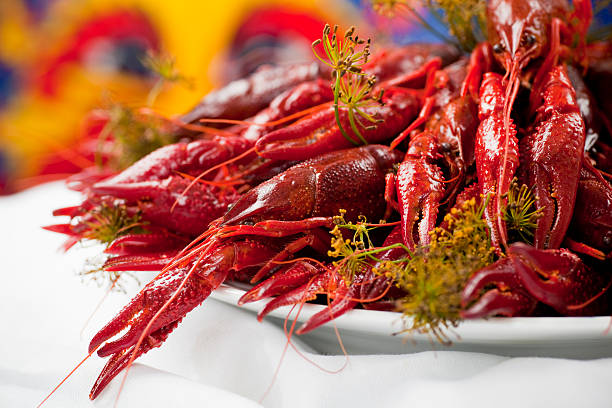 Spicy Crawfish Boiling in a Stock Pot in Louisiana