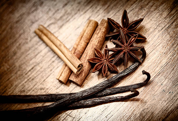 Vanilla, cinnamon and anise stock photo