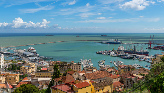 Large seaport and transport hub in the Italian city of Salerno on the coast of the Gulf of Naples in the Mediterranean