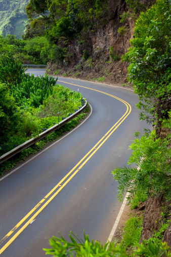 The famously twisty highway to Hana on the Hawaiian Island of Maui.