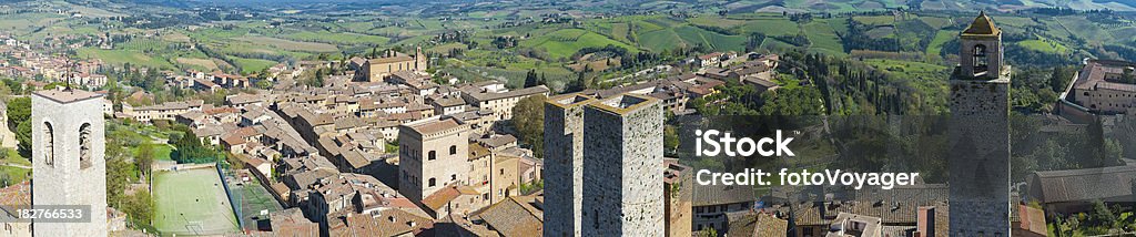 Towers of San Gimignano berühmte mittelalterliche Dorf panorama der Toskana, Italien - Lizenzfrei Alt Stock-Foto