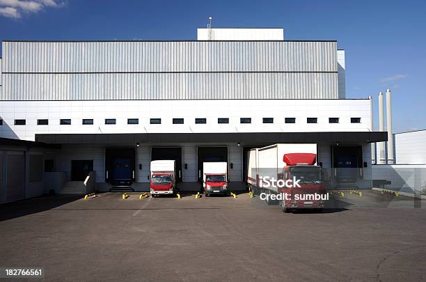Freight Trucks At Loading Stock Photo - Download Image Now - Loading Dock, Truck, Food Warehouse