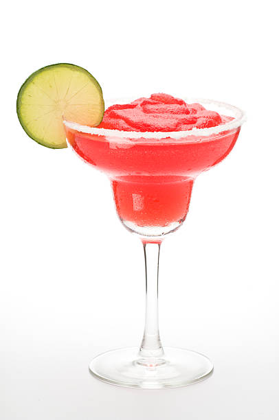 A strawberry daiquiri drink from the bar  Strawberry Daiquiri Decorated with Lemon on White Background. Upper View.http://i1215.photobucket.com/albums/cc503/carlosgawronski/CocktailsandDrinks.jpg daiquiri stock pictures, royalty-free photos & images