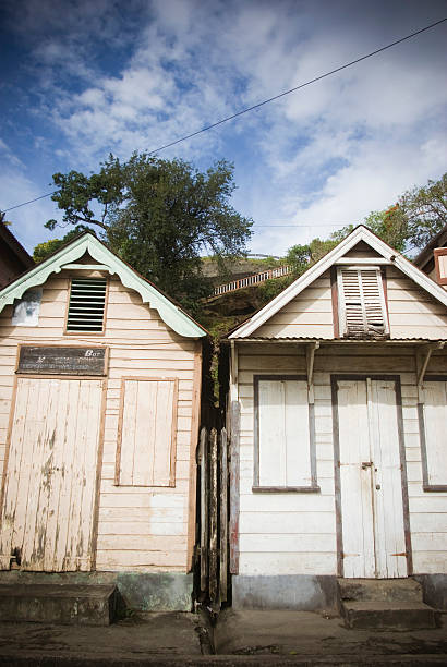 two quaint old wooden houses