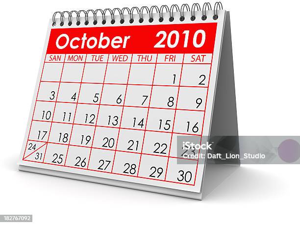 Octubre De 2010 Foto de stock y más banco de imágenes de Calendario - Calendario, Documento, Día