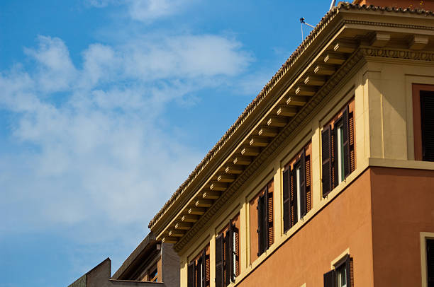 Blue Skies and Roof Top Angle stock photo