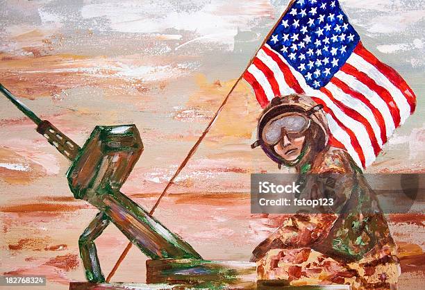 Vetores de Quadro De Pessoal Militar No Tanque Com Bandeira Norteamericana e mais imagens de Tanque