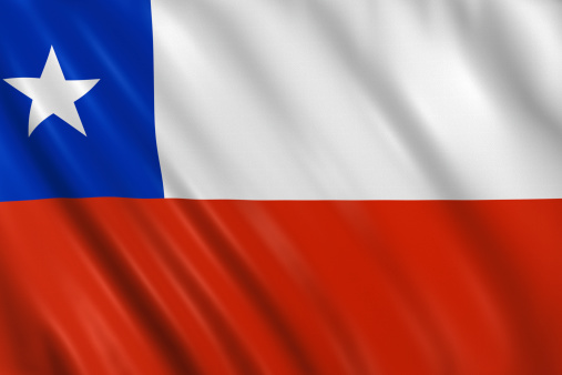 Flag of chile waving with highly detailed textile texture pattern