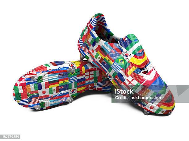 World Cup Football Boots Stock Photo - Download Image Now - Shoe, Soccer Ball, White Background