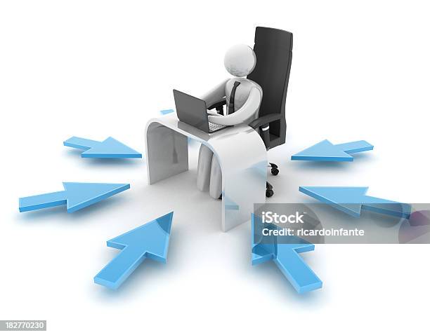 3d Businessman With Arrows Stock Photo - Download Image Now - Armchair, Arrow Symbol, Aspirations