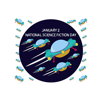 National science fiction day is 2 january vector