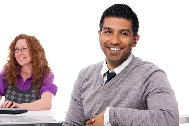 Man and Woman in an Office stock photo