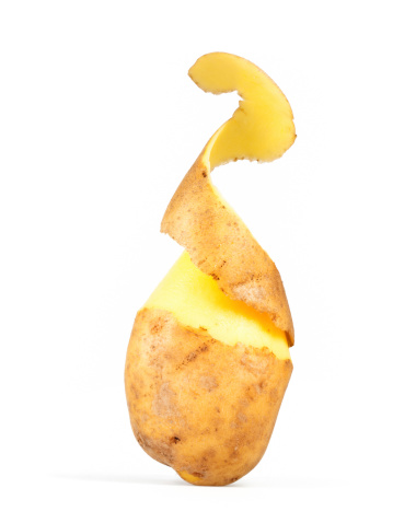 Peeled Potato on white Background