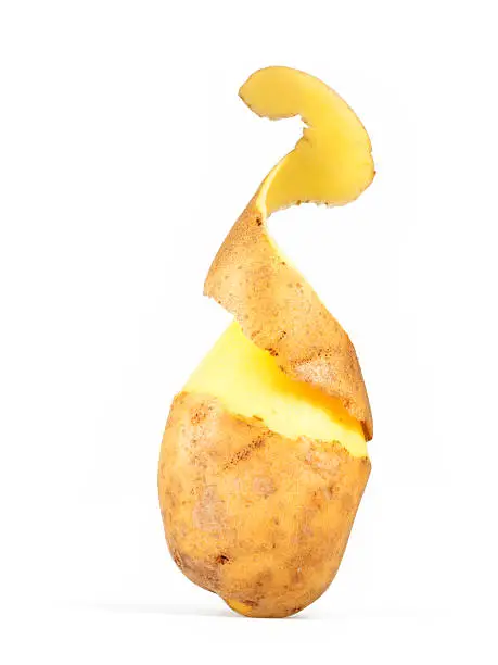 Peeled Potato on white Background