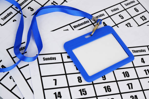 istock Blank badge on calendar pages close-up. 1827705490