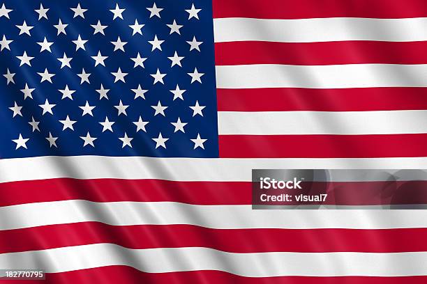 Bandiera Usa - Fotografie stock e altre immagini di Bandiera - Bandiera, Bandiera degli Stati Uniti, Bianco