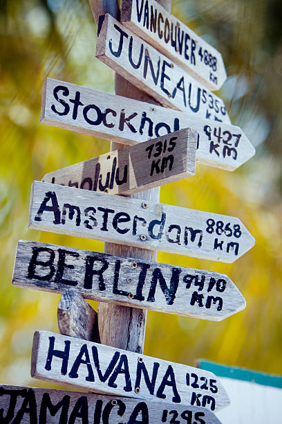 Directional Sign Weathered directional sign. east vancouver stock pictures, royalty-free photos & images