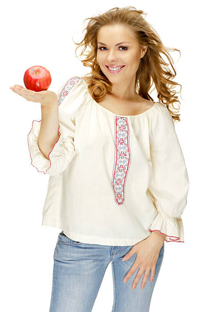 istock Beautiful Young Woman Holding Apple 182772503