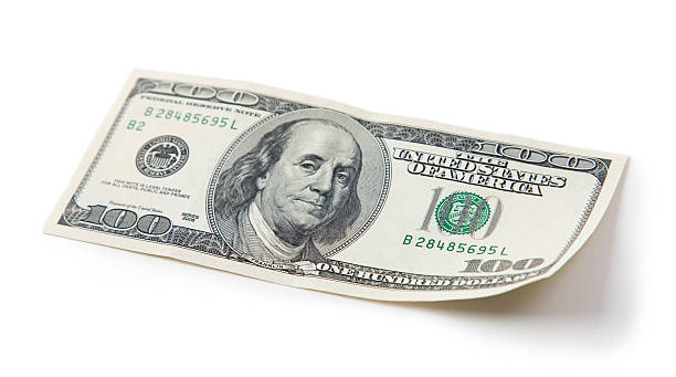 100 벅스 손 흔드는 - us currency one hundred dollar bill isolated on white dollar 뉴스 사진 이미지