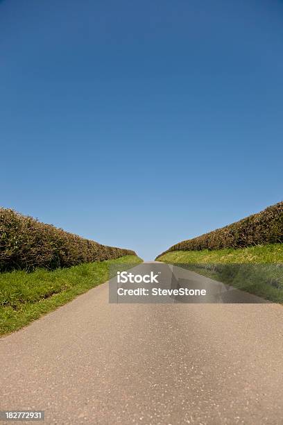 Photo libre de droit de Route De Campagne De Fuite Verticale Sur Lhorizon banque d'images et plus d'images libres de droit de Accotement herbeux - Accotement herbeux, Angleterre, Bleu