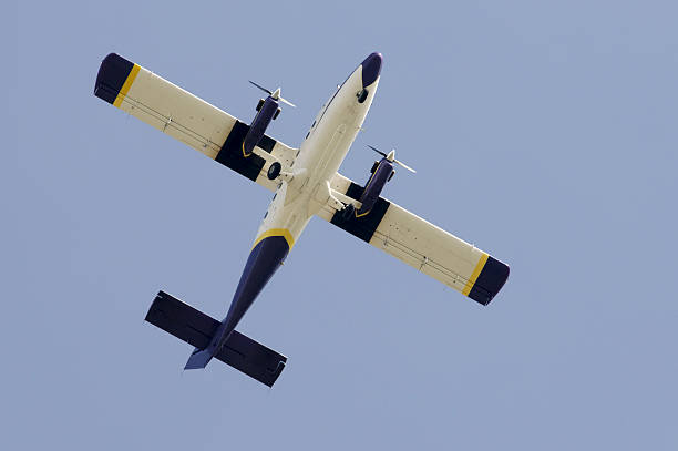 Purple and White Propeller Airplane Overhead