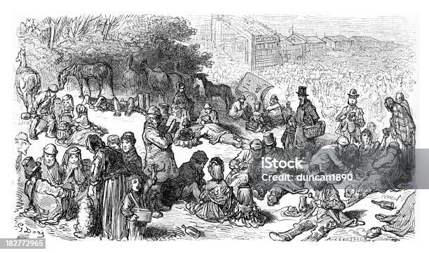 Victorian London Sketch On The Downs Stock Illustration - Download Image Now - 19th Century, 19th Century Style, Antique