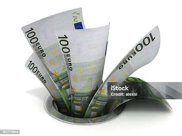 Photo libre de droit de Money Down The Drainexpression Anglosaxonne banque d'images et plus d'images libres de droit de Monnaie de l'Union Européenne - Monnaie de l'Union Européenne, Symbole de l'euro, Bonde