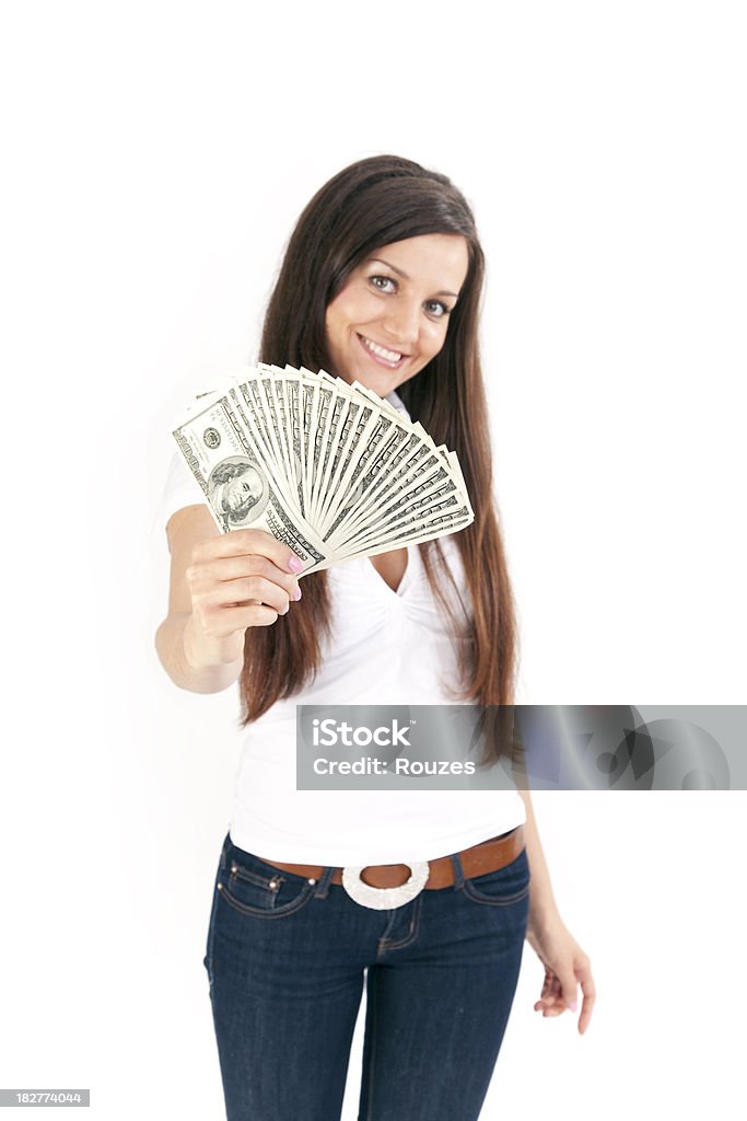 若い女性保持ドル紙幣 - 女性のロイヤリティフリーストックフォト
