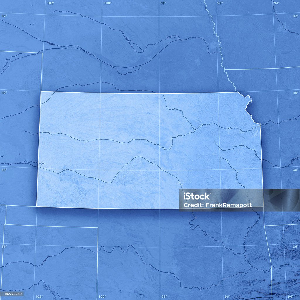 Kansas Topographic Karte - Lizenzfrei Kansas Stock-Foto