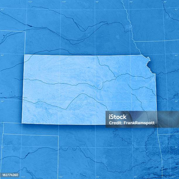 Kansas Topographic Karte Stockfoto und mehr Bilder von Kansas - Kansas, Blau, Karte - Navigationsinstrument