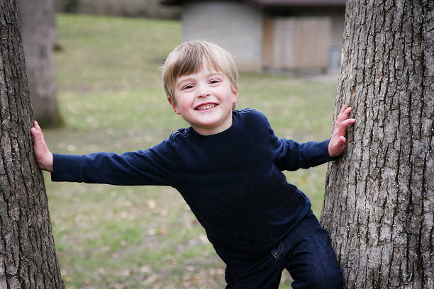 istock Adorable Little Boy Playing in Tree 182775443